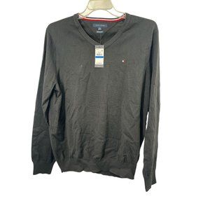 Tommy Hilfiger Men's Signature Solid V-Neck Sweater Black XL